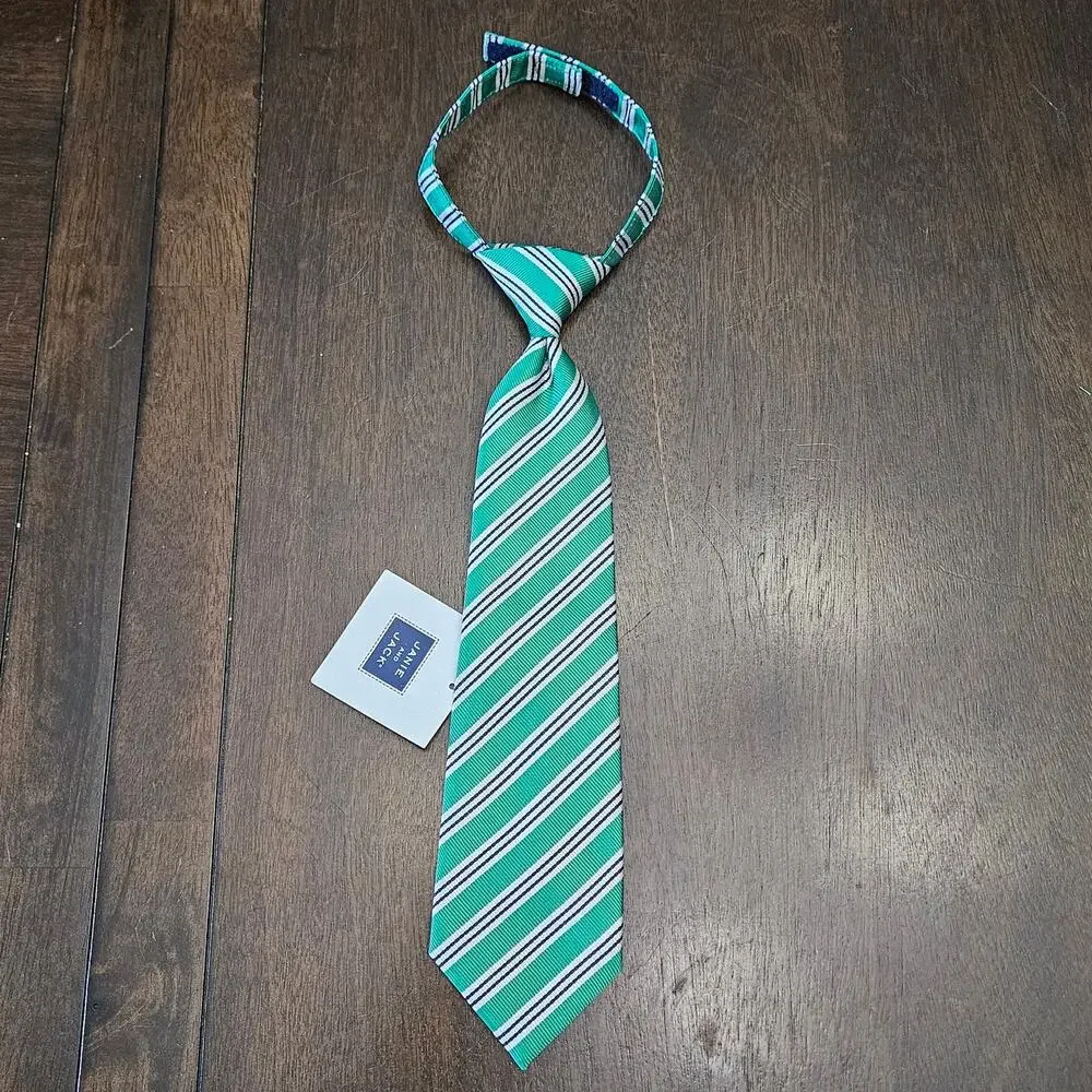 Janie and Jack Tie & Belt‎ Set Boys Size Up to 3 Green Navy Stripe NEW Preppy