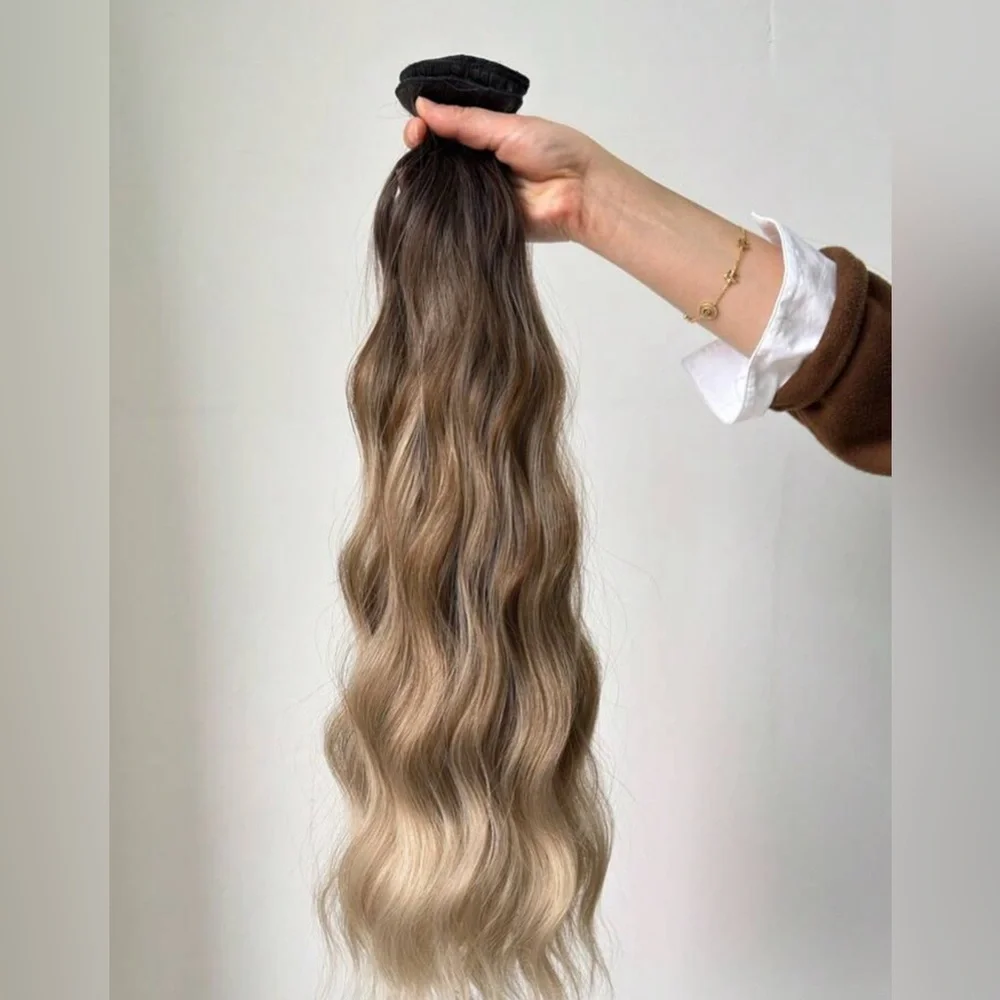 22 In Ashy light Brown Balayage Clip in hair Extensions - Human hair blend