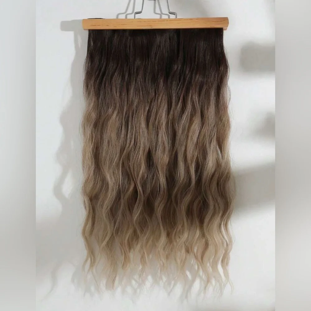 22 In Ashy light Brown Balayage Clip in hair Extensions - Human hair blend