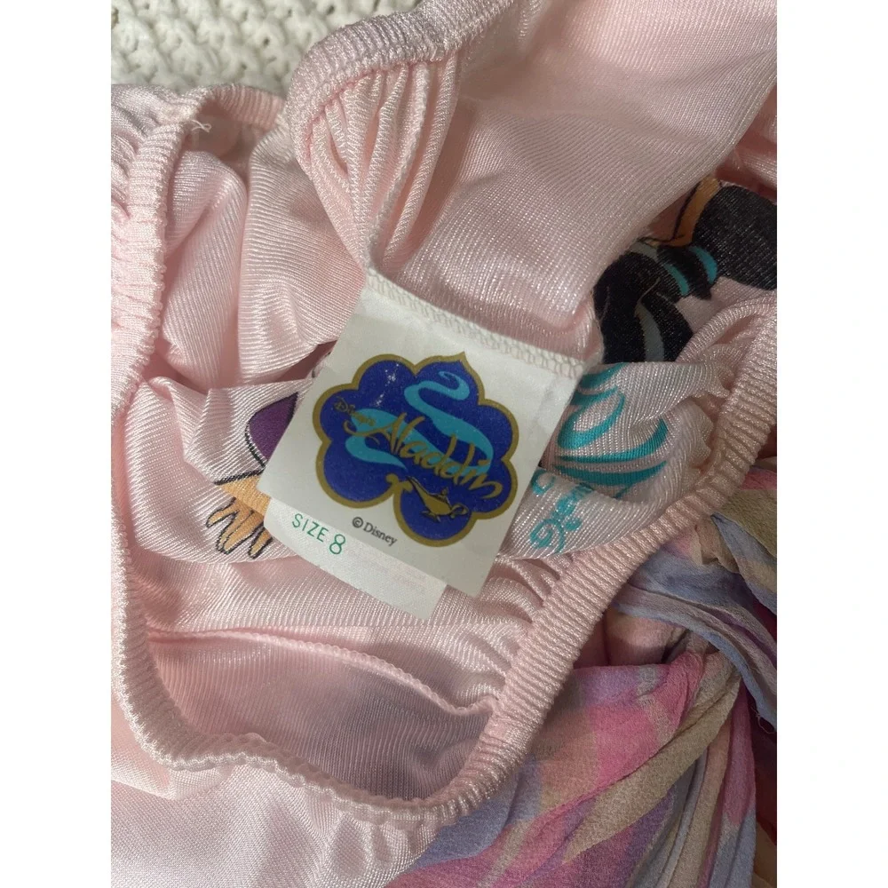 VTG 1pc Disney Aladdin Jasmine Jumpsuit Costume Pink Girls Sz8 PJ's Harem Pants