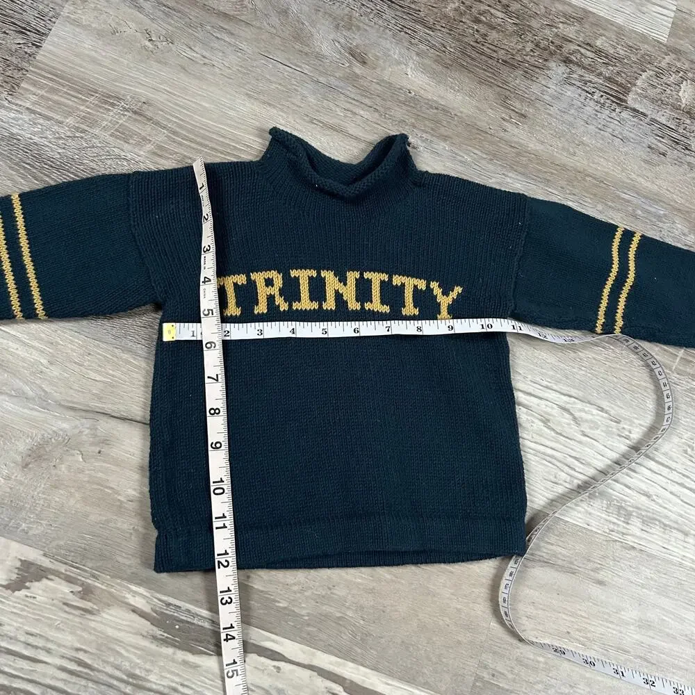 Vintage Style Knit Baby Sweater “Trinity” Wilder 17 Navy Gold Handmade 12-24M