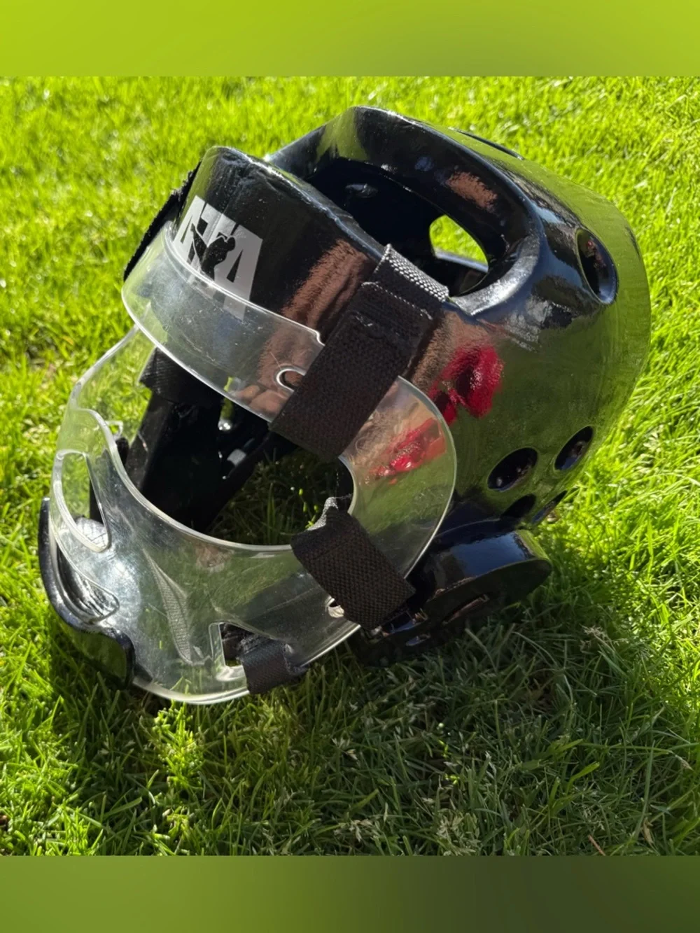 ATA MA Taekwondo Karate Helmet Head Gear & Face shields. Set of three.2 LG, 1 XL