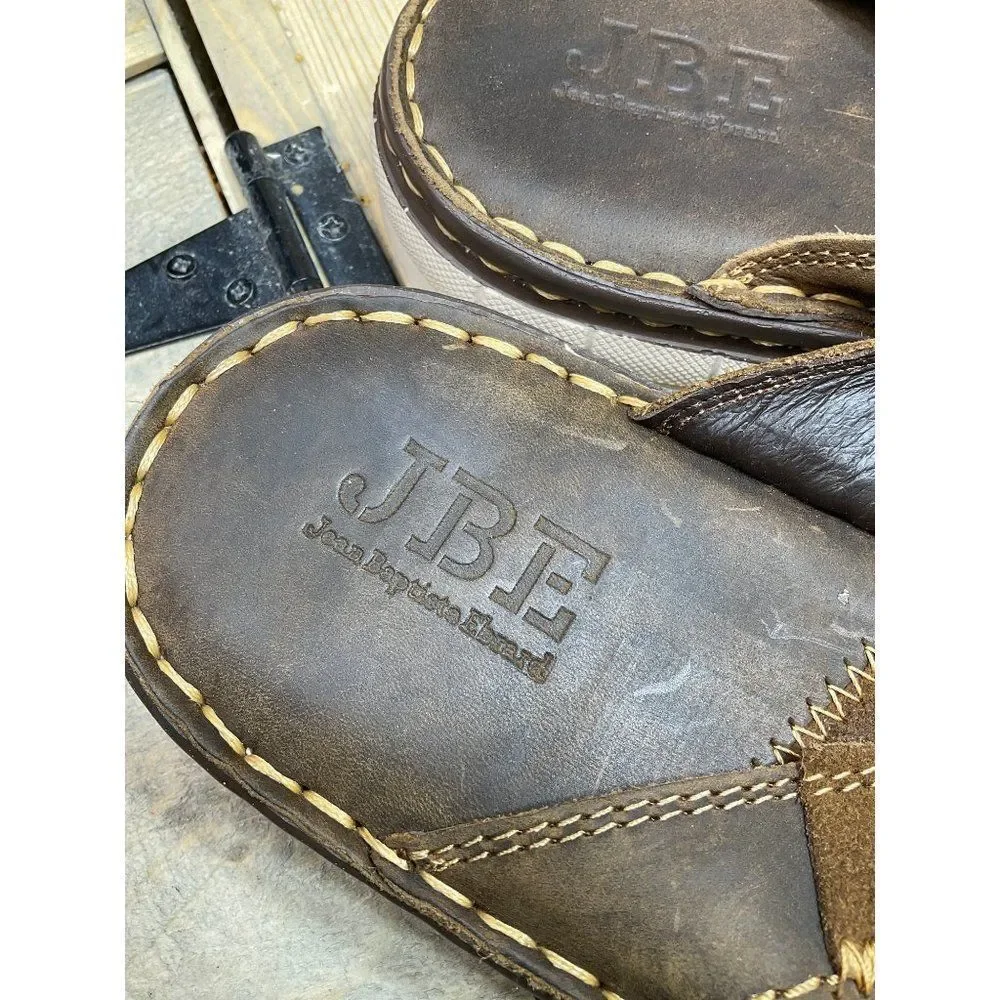 MEX 29 US11 JBE Jean Baptiste Ebrard Mens Slides Sandals Slip On Leather Brown