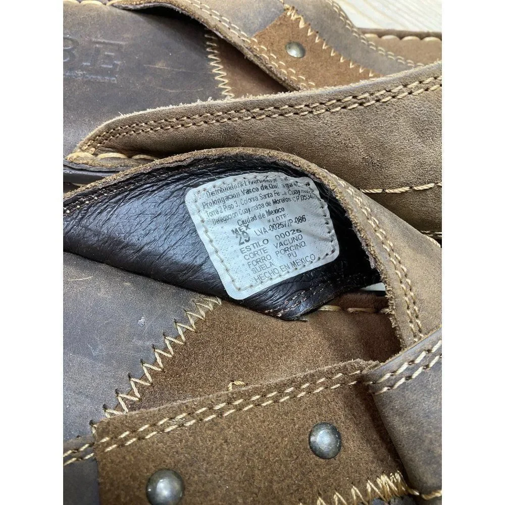 MEX 29 US11 JBE Jean Baptiste Ebrard Mens Slides Sandals Slip On Leather Brown