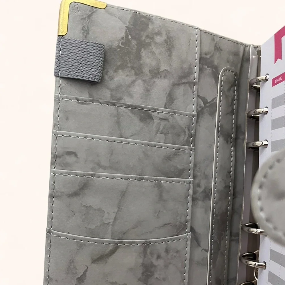 Gray White Marble Magnetic Clip Closure Budget Binder Savings Challenge