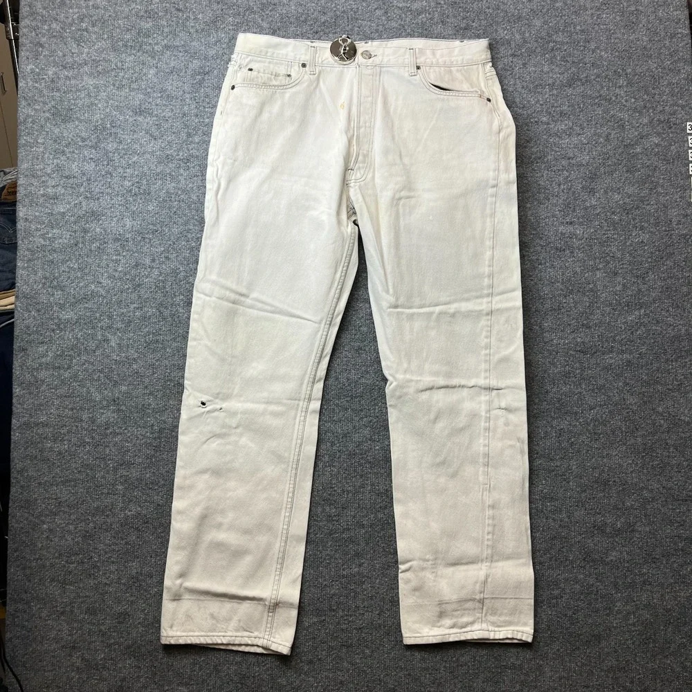 VTG Levi's 501 0657 Jeans Men's White Denim Classic Button Fly 37X29.5 - Flaws