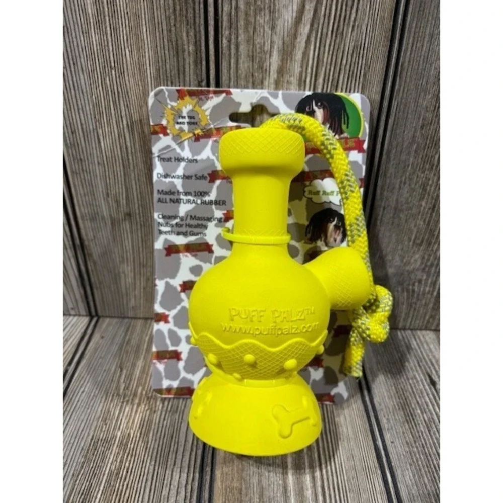 Puff Palz Tug & Toke Rubber Dog Toy Yellow