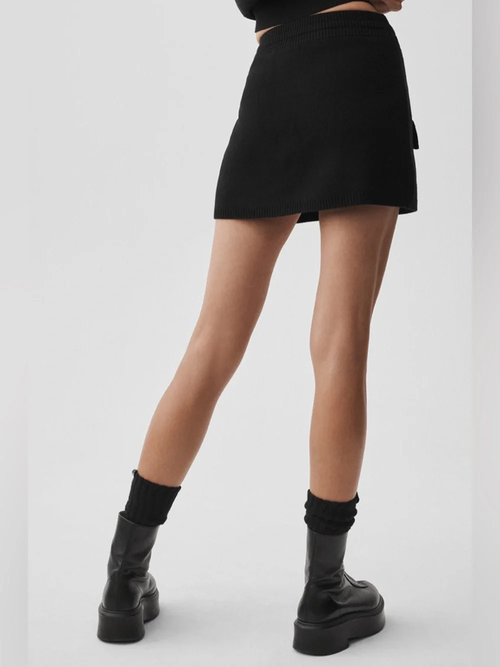 ALO Yoga Scholar Knit Black Mini Skirt Jacket Set