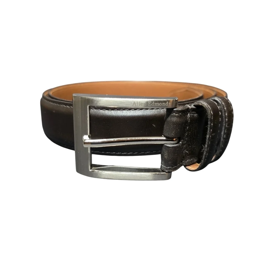 Allen Edmonds Wide Basic Dress Belt Dark Brown Calfskin USA 39507 Size 100/40