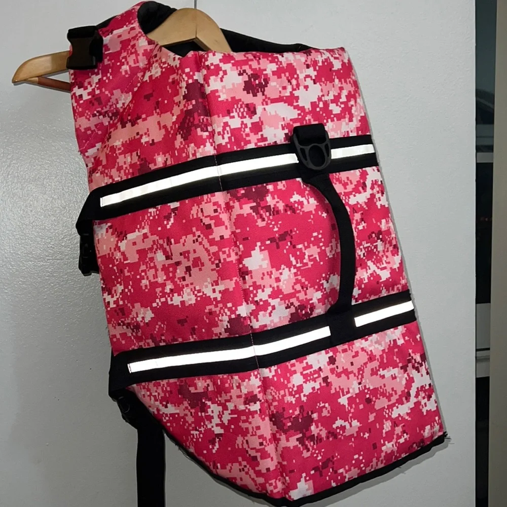Dog Life Jackets with Extra Padding Pet Safety Camo Pink, XXL