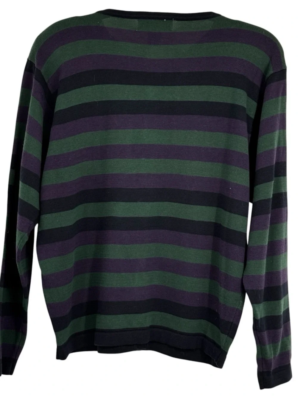 Lee David Collection Medium Green/Purple/Black Acrylic/Cotton Striped Cardigan