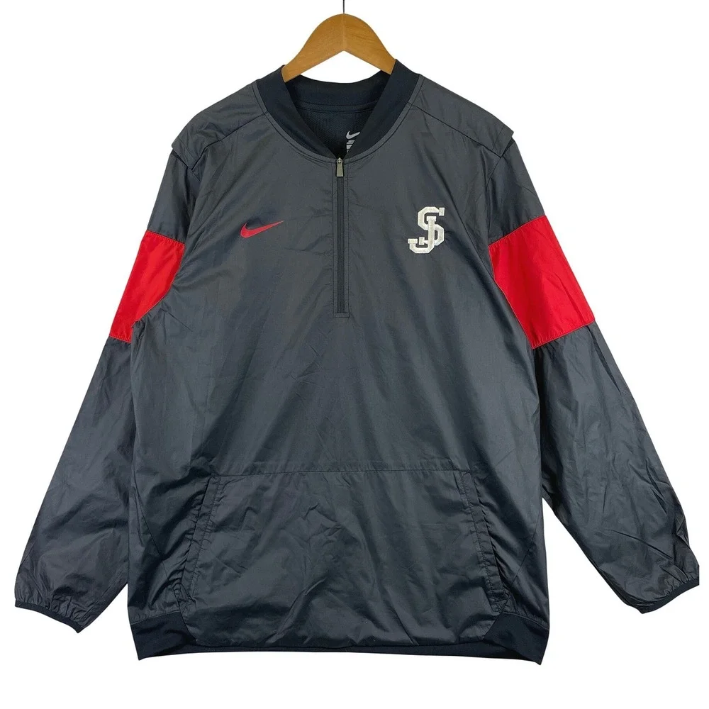 Nike Men's Size XL Black Red St. John's SJ 1/4 Zip Windbreaker Pullover Jacket