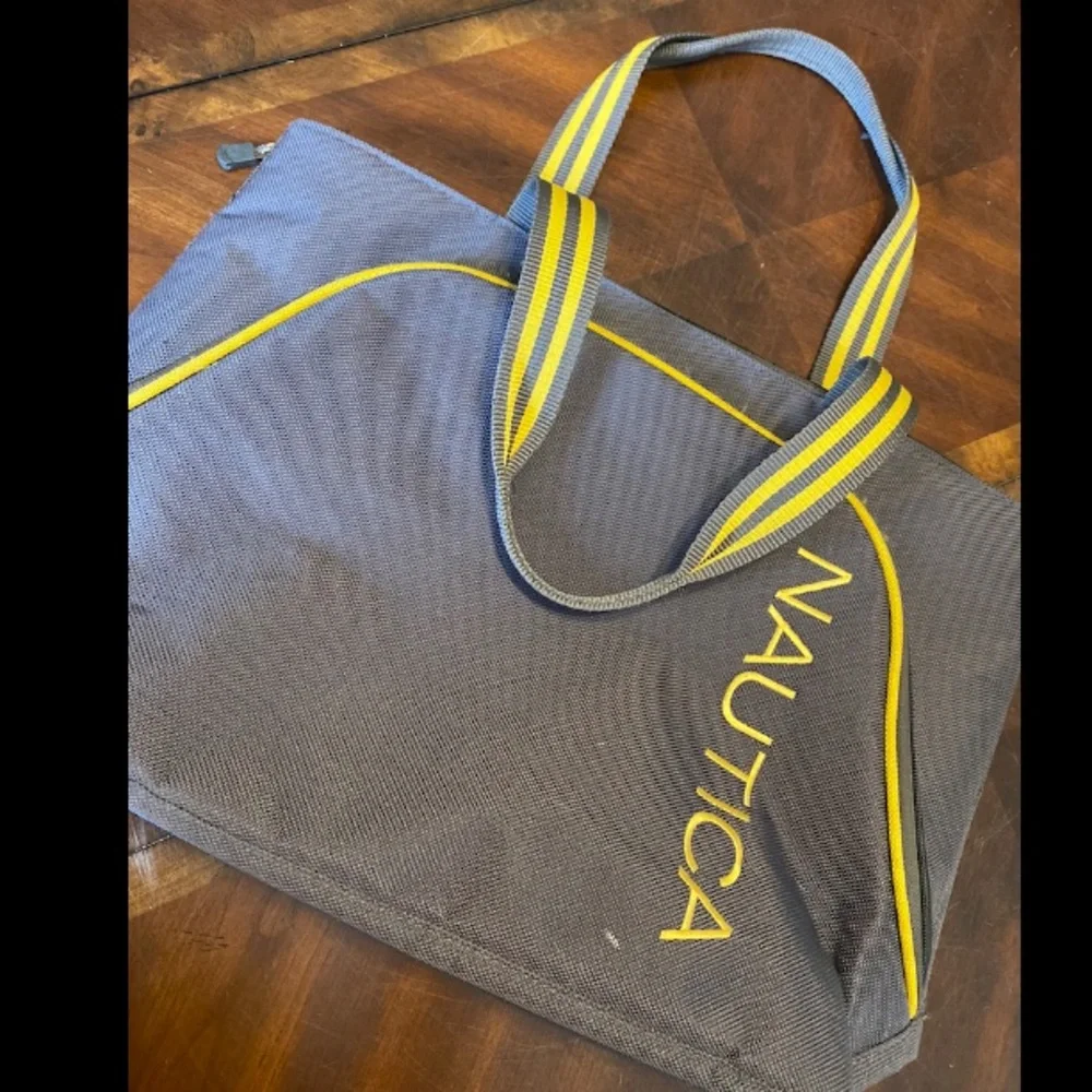 Nautica Gray and Yellow Laptop Tote Bag