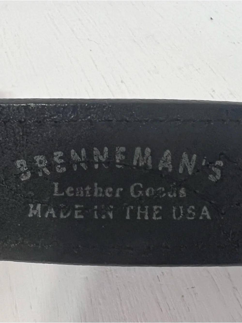Brenneman’s Black Leather White Stitching Western Rodeo Moto Belt Size 38 USA