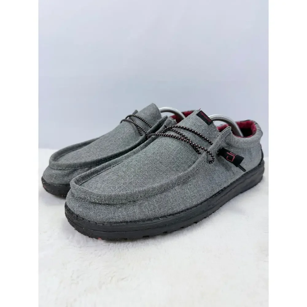 HEYDUDE Wally Eco Ascend Ripstop Grey Men's Slip-On Loafers Size 12