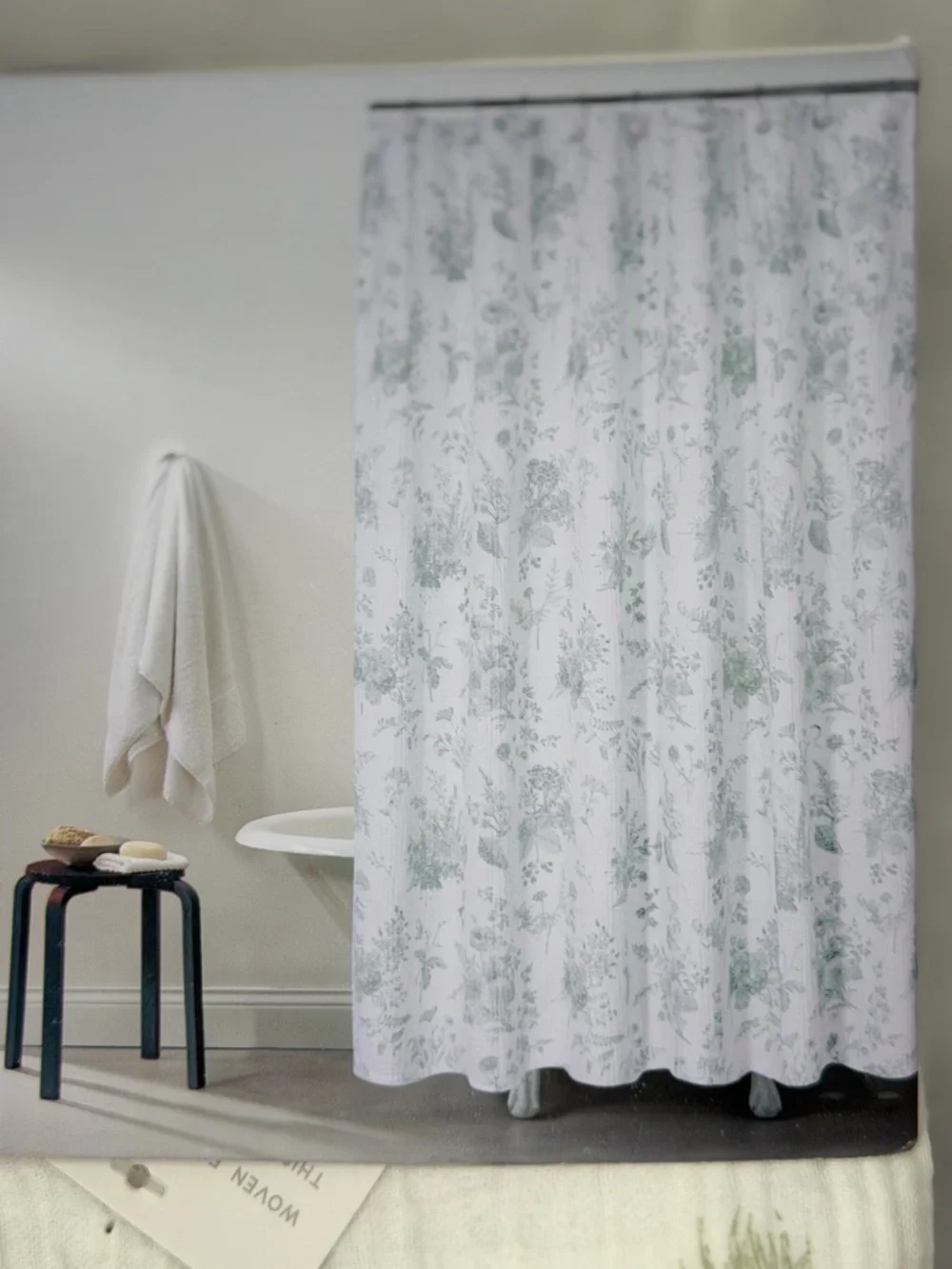 Beau Monde botanical Floral Farmhouse Greenery Garden Shabby chic Shower Curtain