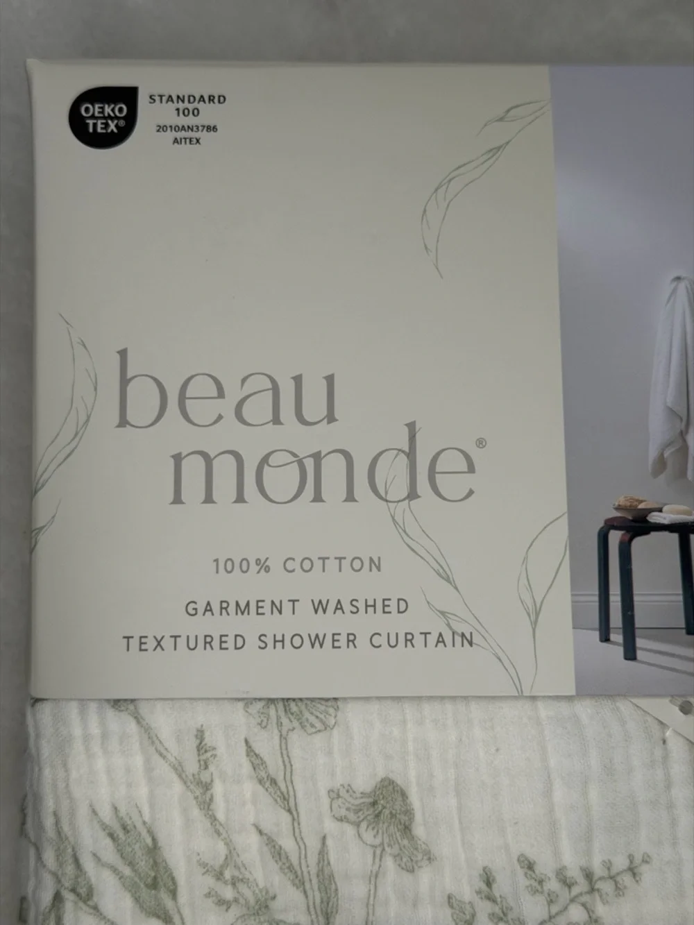 Beau Monde botanical Floral Farmhouse Greenery Garden Shabby chic Shower Curtain