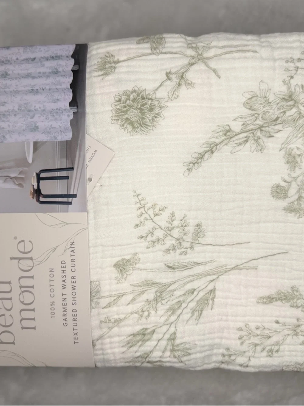Beau Monde botanical Floral Farmhouse Greenery Garden Shabby chic Shower Curtain