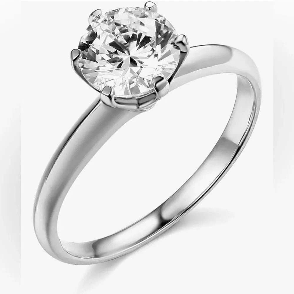 14k Yellow OR White Gold SOLID Wedding Engagement Ring | CZ Stone |