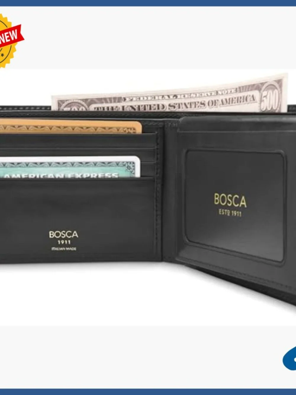 Italian Leather Bifold Wallet with RFID Blocking and Removable ID Case