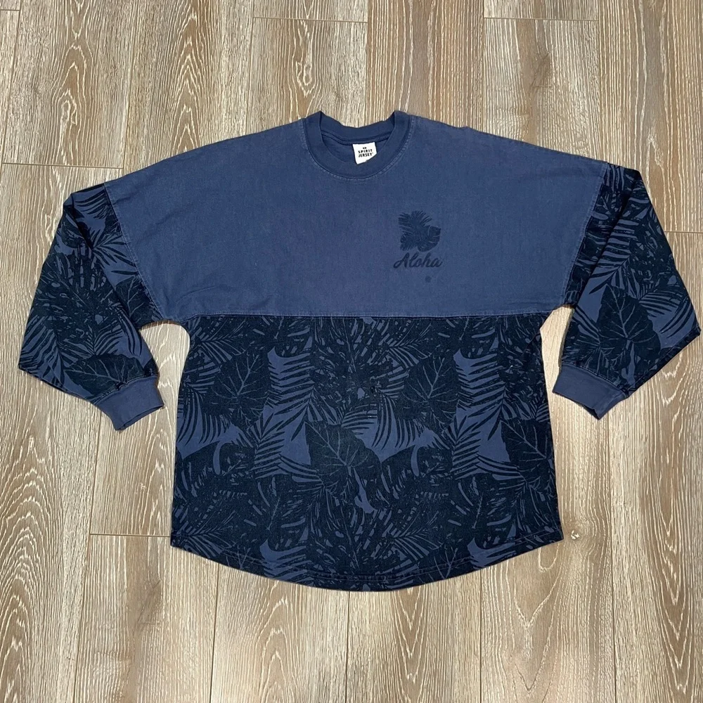 Spirit Jersey Aloha Navy Crew Neck Heavy Cotton Tshirt (lightweight sweats) sz M