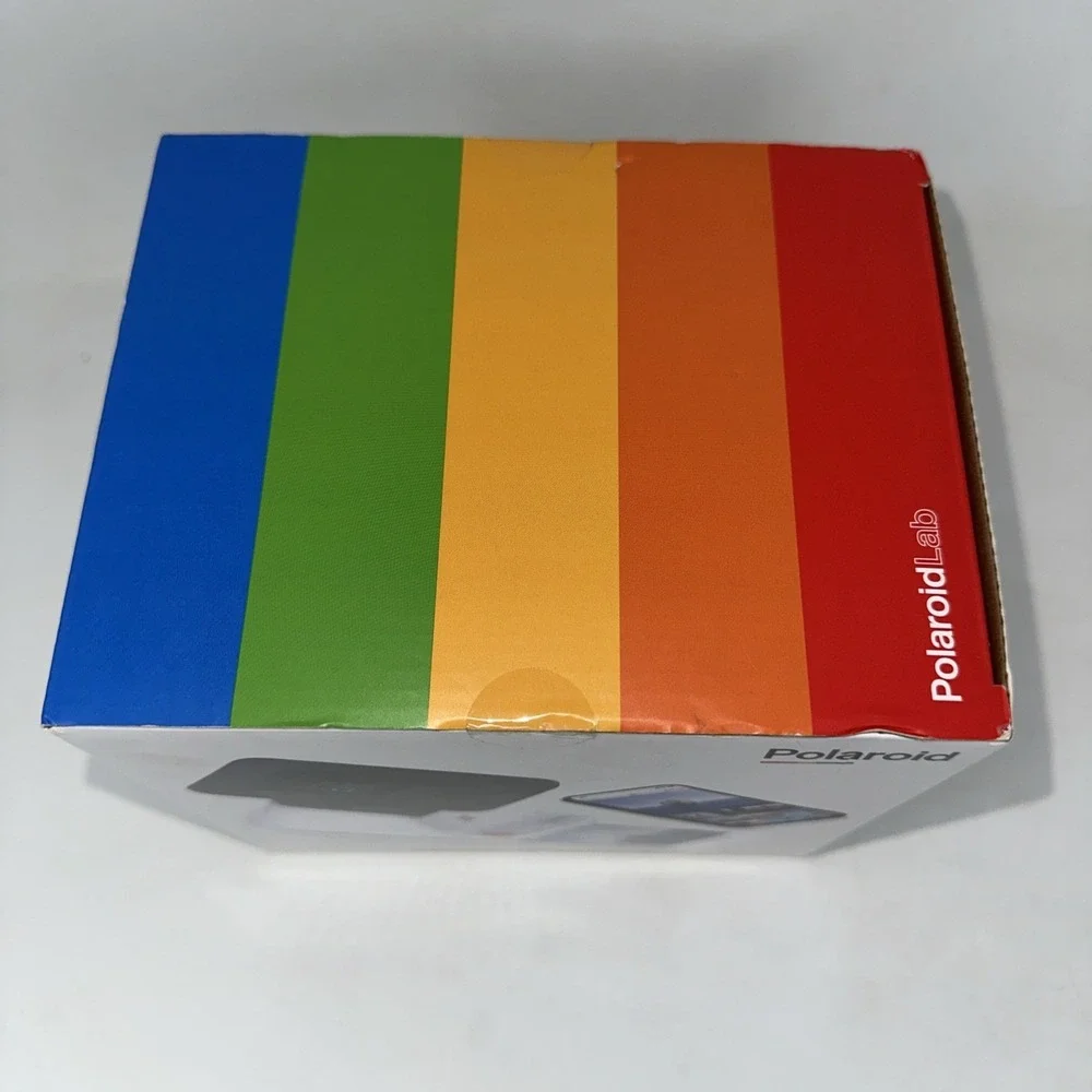 Polaroid Lab Camera Brand New In Box White With Small Rainbow Stripes In Front