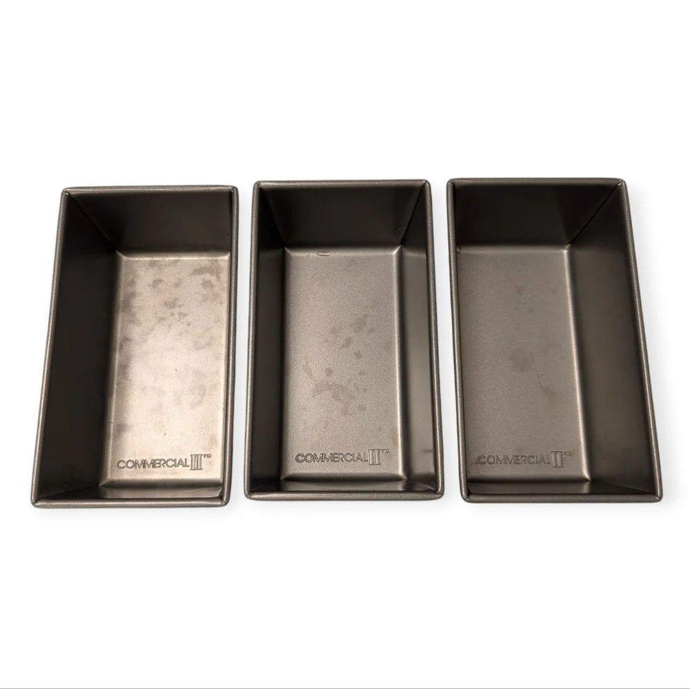 MINI LOAF PANS Chicago Metallic Nonstick 3Pc Set 6x3 Commercial Aluminized Steel