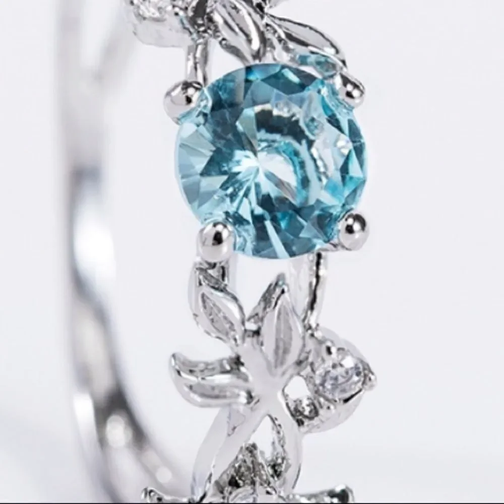 Aquamarine Blue Topaz Sterling Silver Ring 6 7