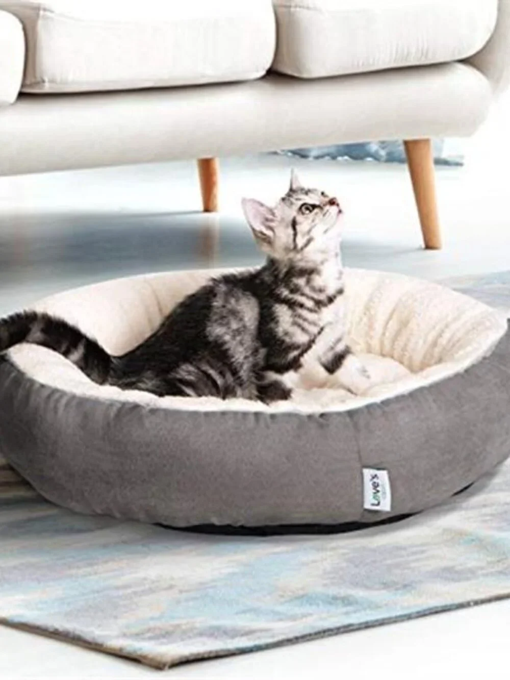 Calming Dog Bed Donut Pet Bed Washable Soft Plush Small Dog Cat Bed