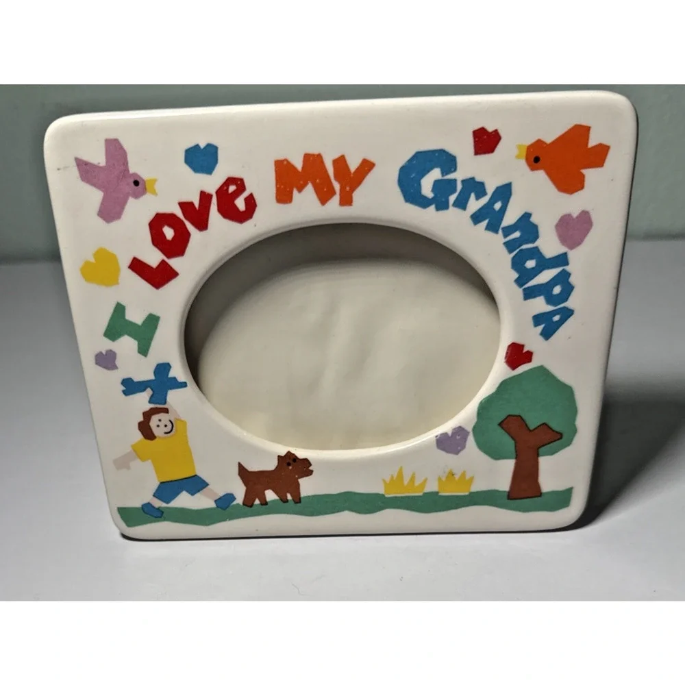 Vintage I Love My Grandpa Ceramic Picture Frame Russ 6