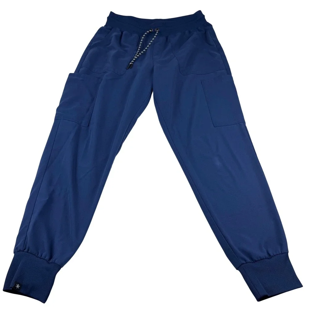Beyond Scrubs Cloud Nine 6-Pocket Knit Waistband Cargo Jogger Scrub Pants Navy M