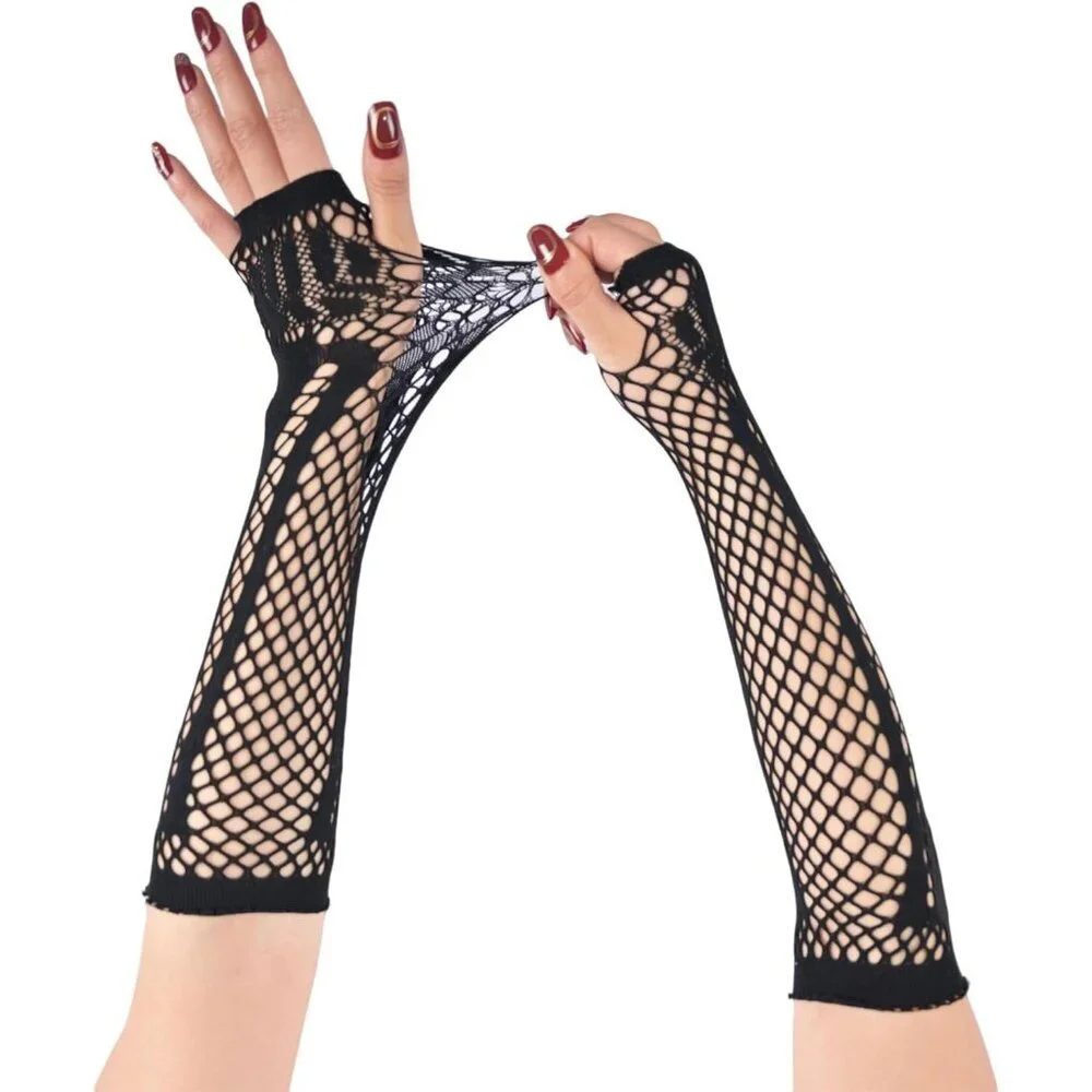 Women's Fishing Halloween Black 9 Net Gloves Fingerless Gothic Accessories