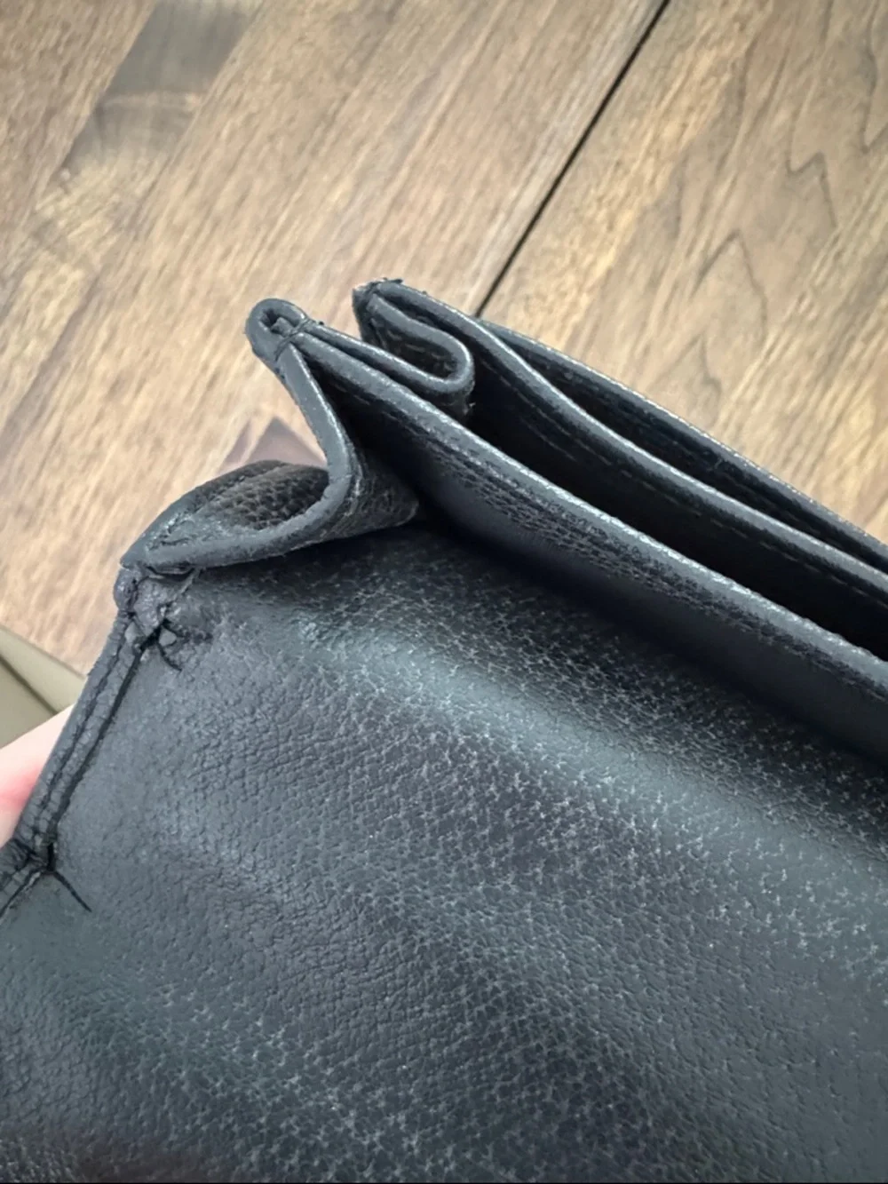 Longchamp Black Leather Briefcase with Silver Lock