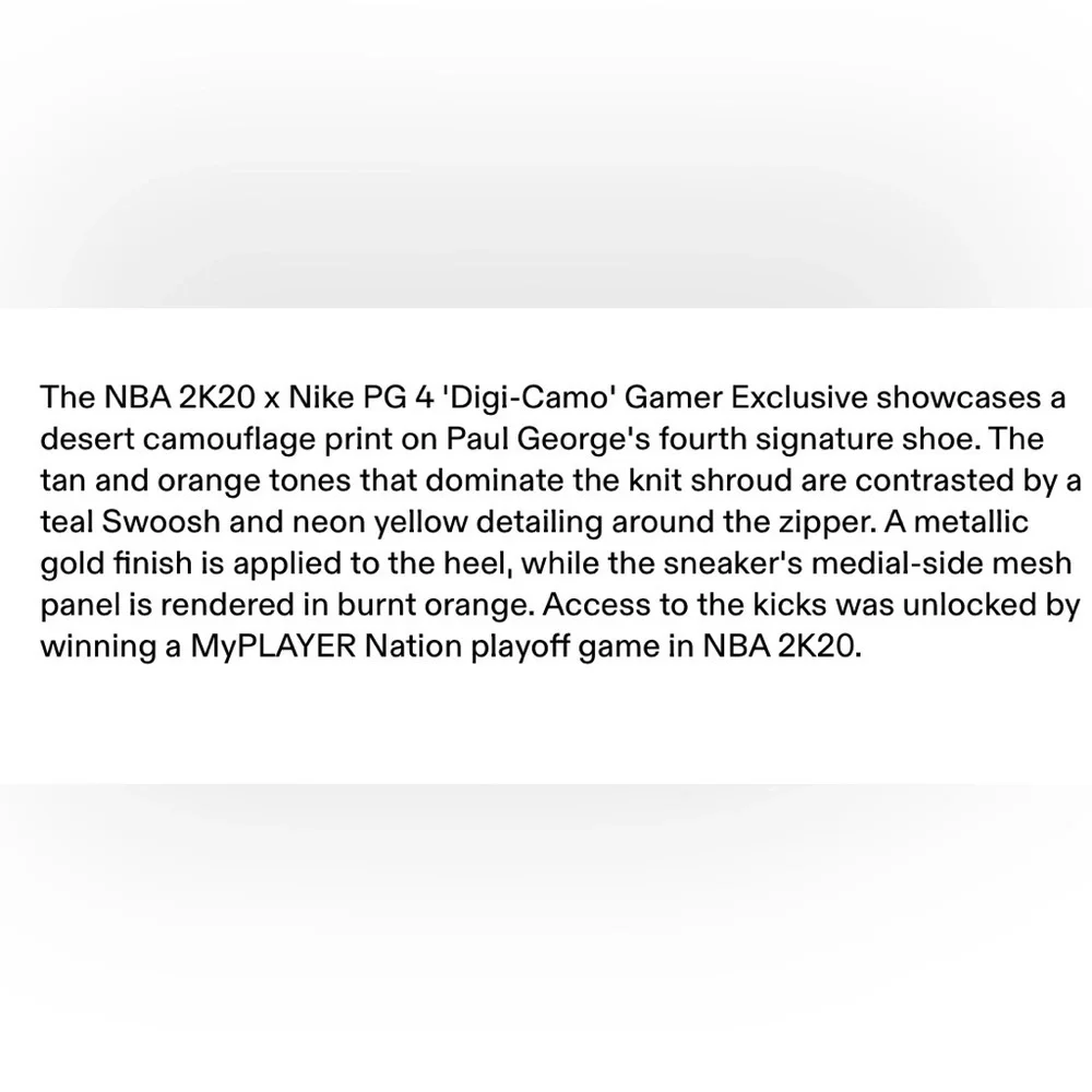 Nike NBA 2K20 x PG 4 ‘Digi Camo’ Sneakers