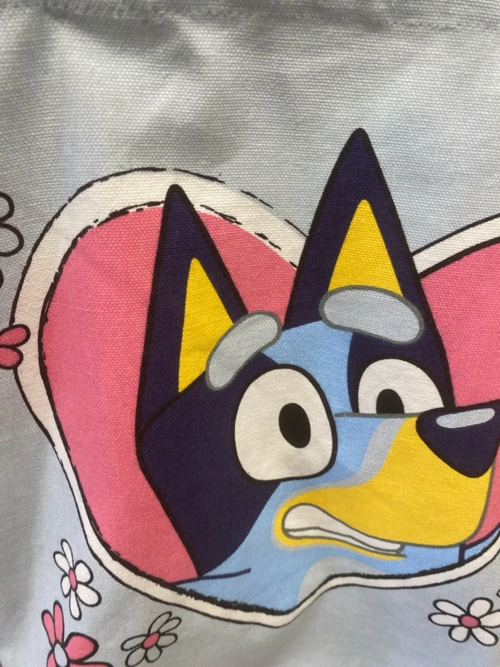 Blue Dog Cartoon Canvas Tote Bag - Light Blue