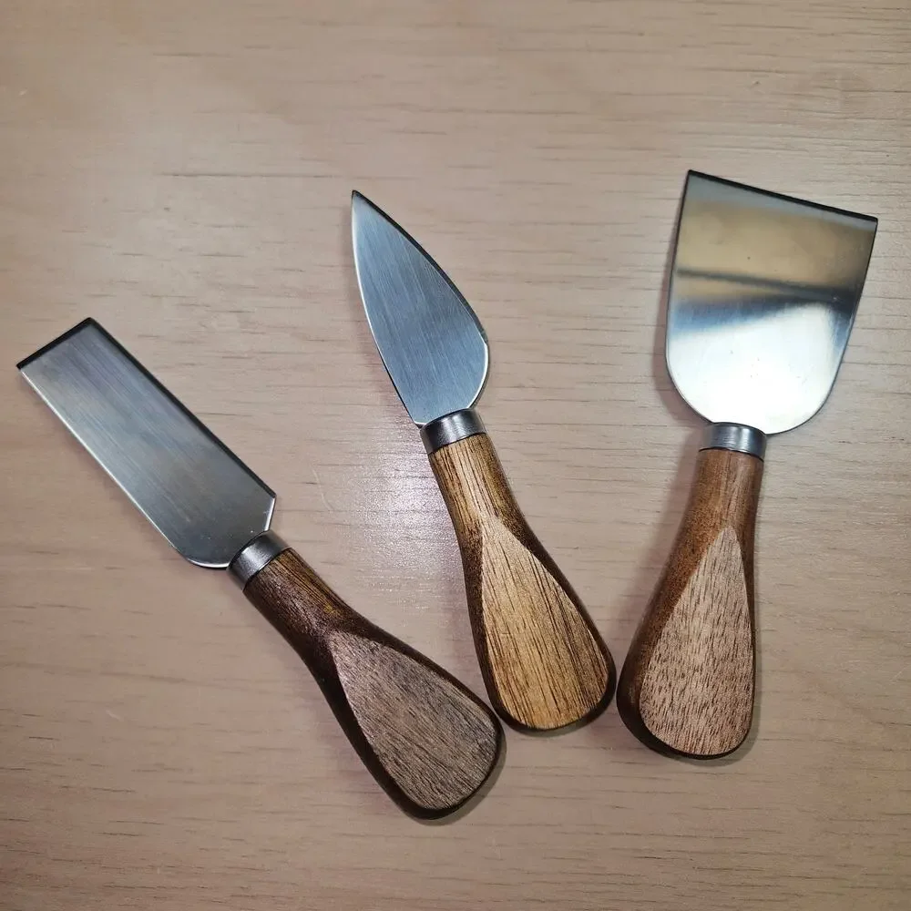 NEW 3 Piece Lot of Wood Handle Stainless Steel Cheese Spreaders Party Servers