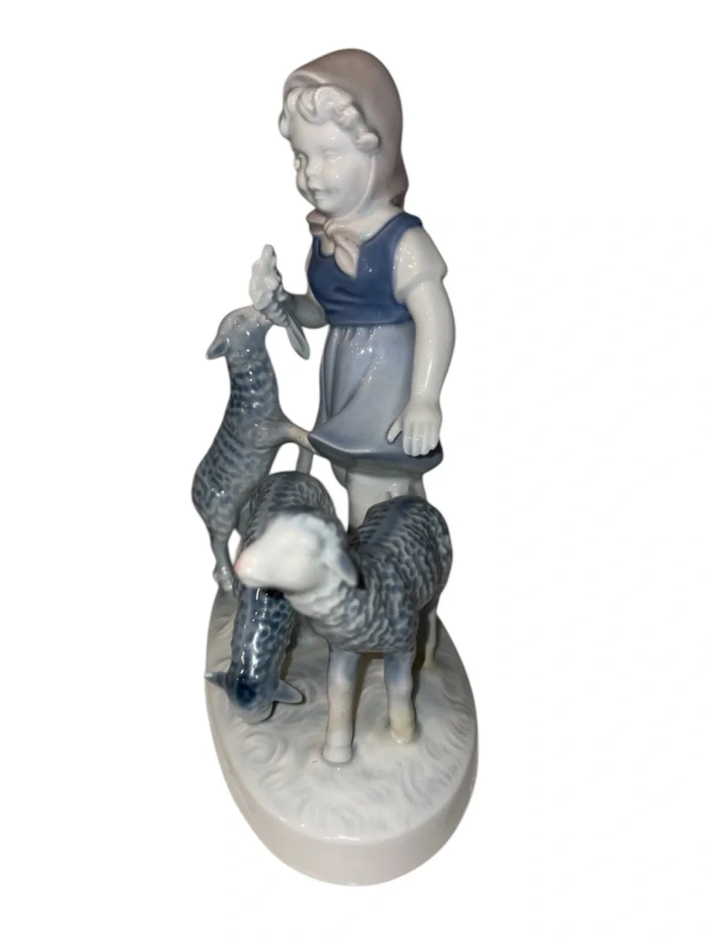 Vintage Gerold Porzellan Bavaria Girl With Lambs Figurine Western Germany