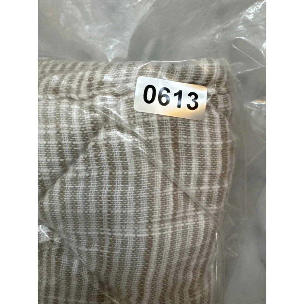 Pottery Barn Jasper Stripe Diamond Quilted Shams Standard FLAX White Stripe