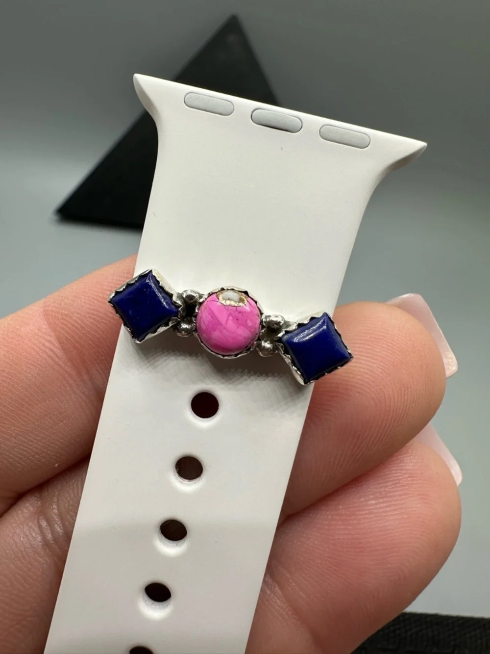 ⌚Cotton Candy Turquoise & Lapis Sterling Silver 925 Watch Band Charm Handmade