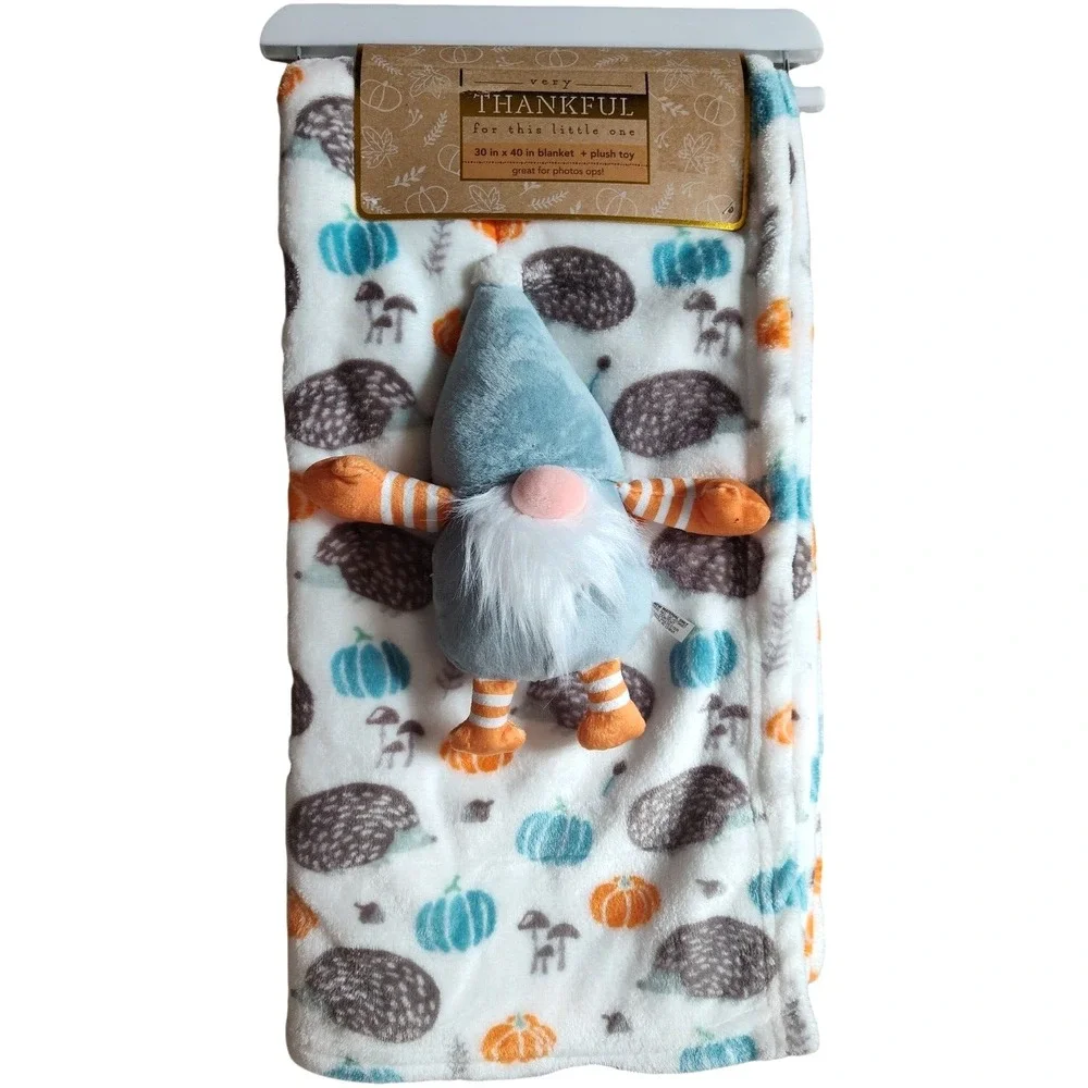 Thankful Baby's 1st Thanksgiving Blanket Gnome Lovey Toy Dream Kids Pumpkin‎ NWT