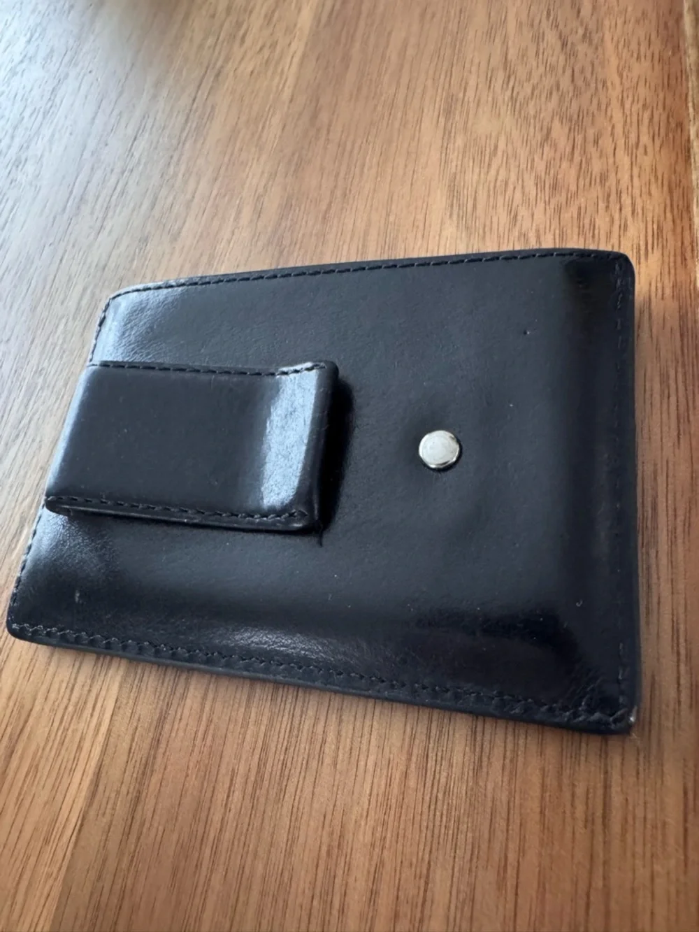 Coach Black Leather Slim Wallet with Money Clip
