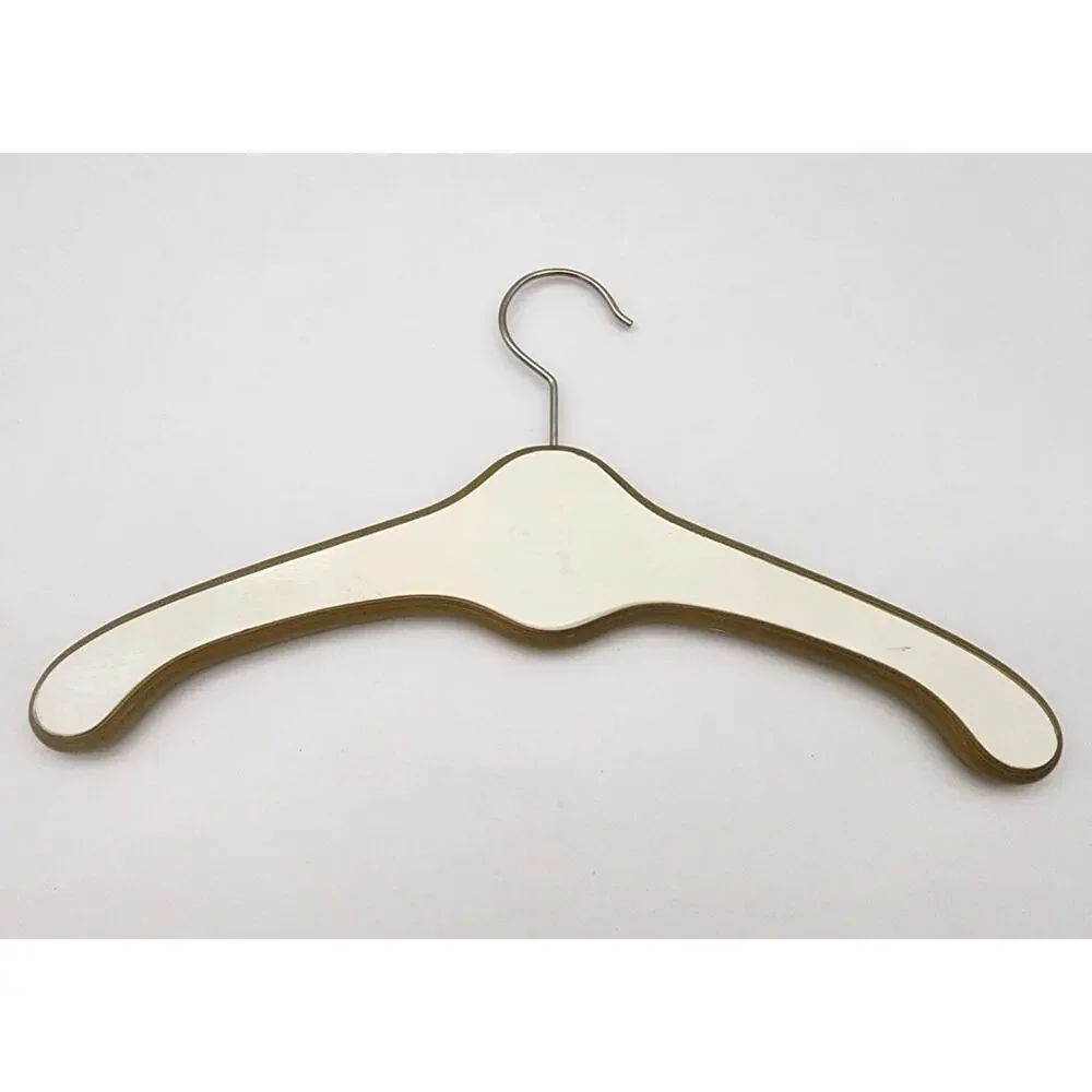 Vtg Lot of 6 Wood Coat Hangers White Gold Hollywood Regency Hotels 1950's