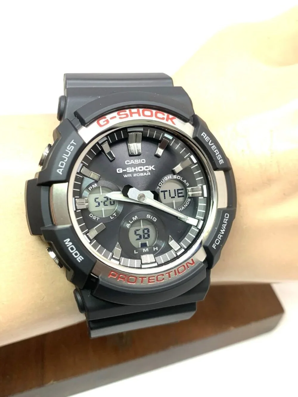 Casio Mens Watch G-Shock GAS100 Black Analog Digital Tough Solar Sport 47mm 5445