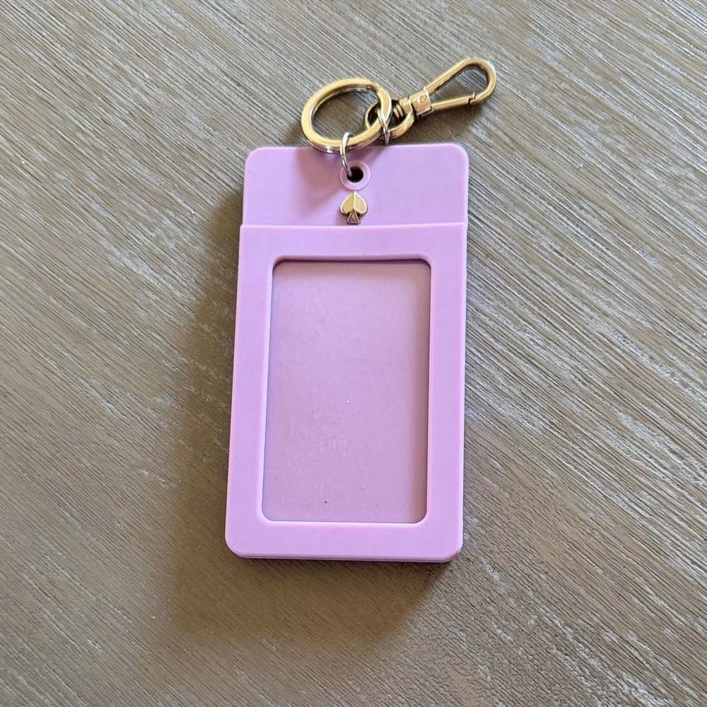 kate spade Pink Silicone ID Card Holder with Gold Hardware