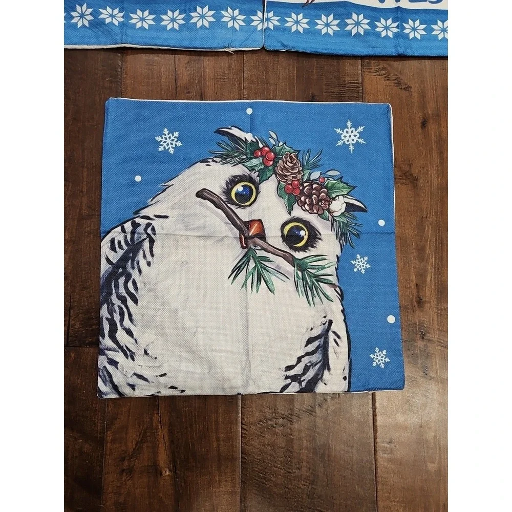 Winter Pillow Covers BEAUTIFUL OWL Theme (Pack of 4)