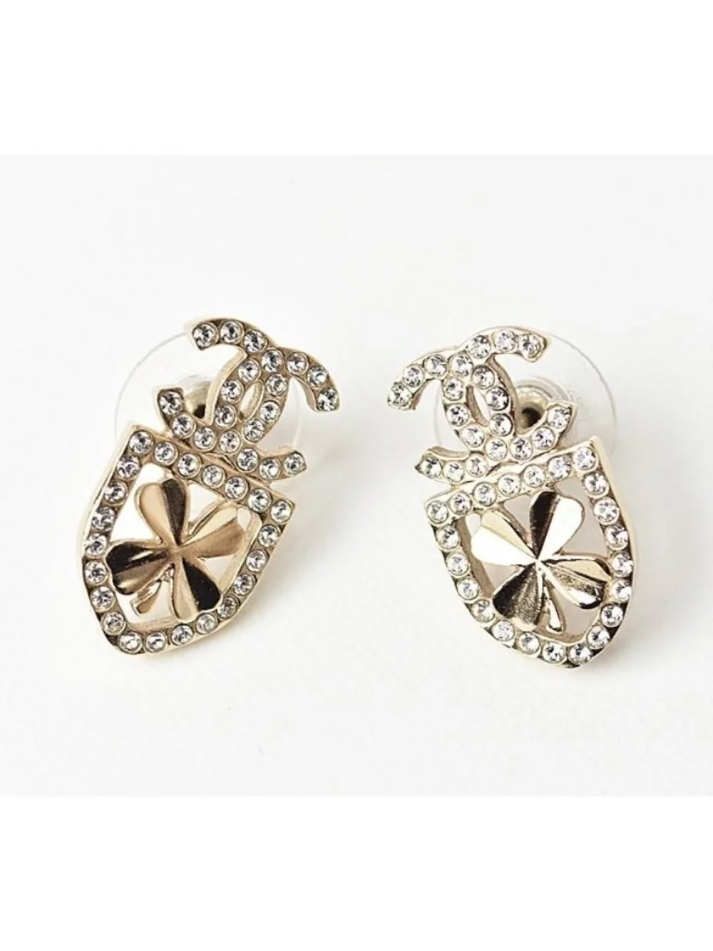 Chanel CC Mark Clover Motif Rhinestone