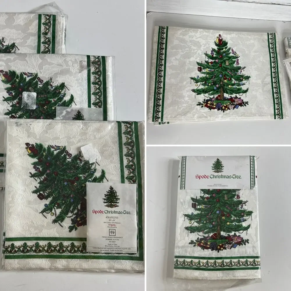 Spode Christmas Tree Tablecloth Placemats Napkins Set Holiday Table Linens Decor