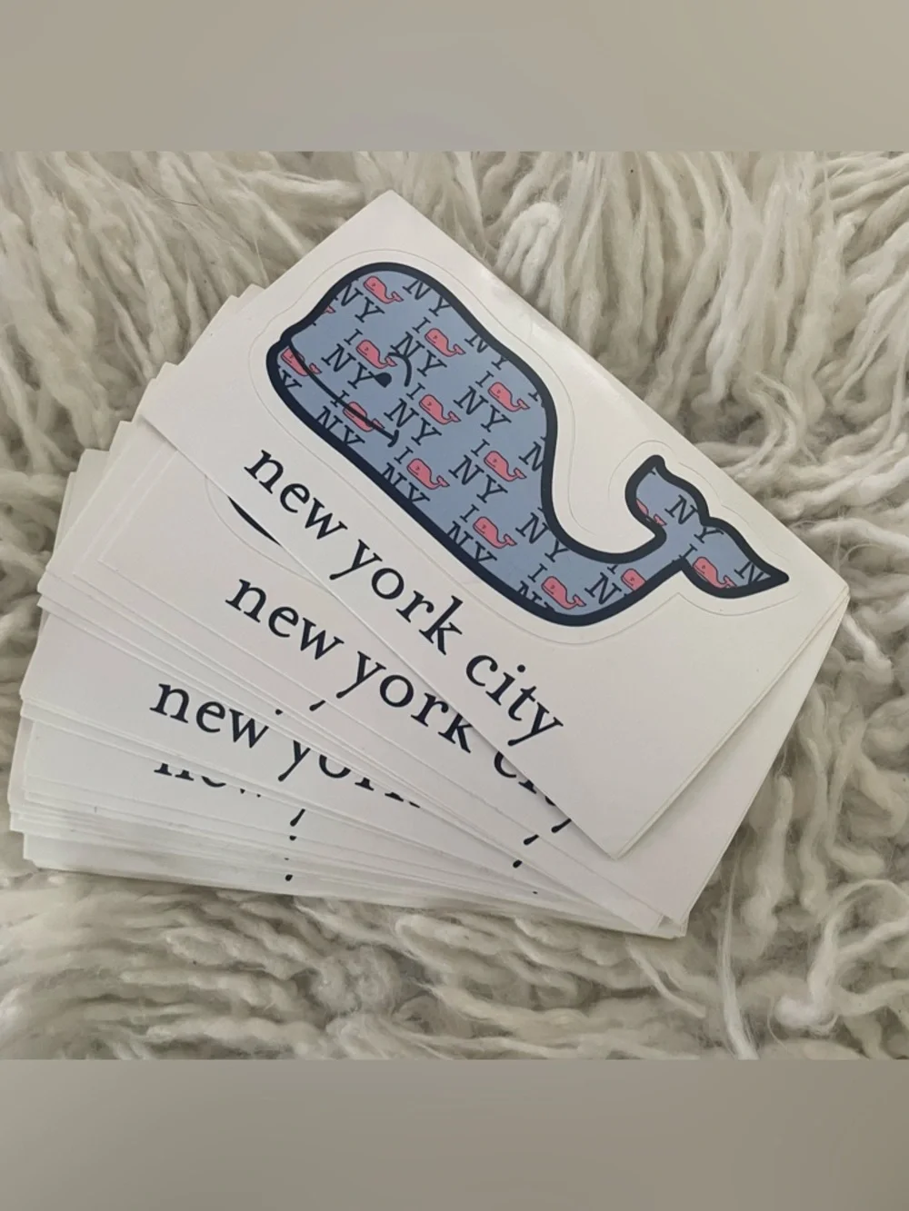 Vineyard Vines NYC Whale Sticker Cards in Light Blue and Pink