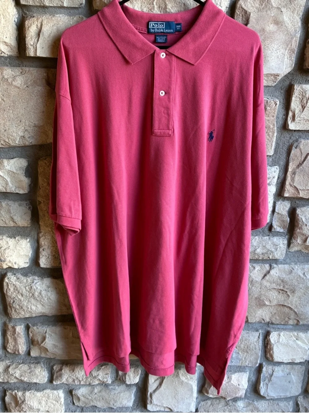 Ralph Lauren Men’s Coral Polo with Navy Pony Embroidery