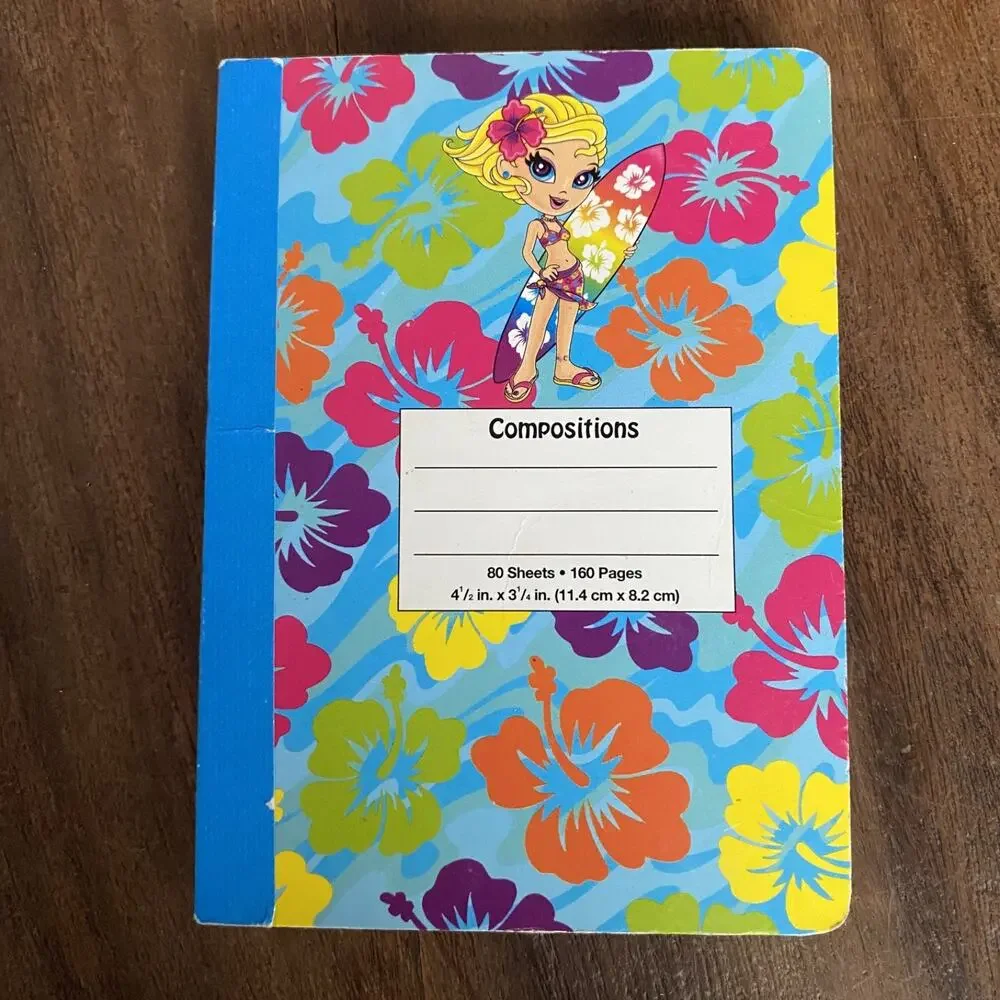Lisa Frank Surfer Pocket Mini Compositions Notebook 4.5 x 3.25 80 Sheets